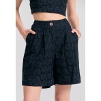 Funky Buddha Embroidery Γυναικείο Casual Σορτς Μαύρο