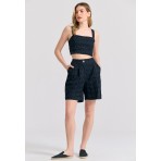 Funky Buddha Embroidery Γυναικείο Casual Σορτς Μαύρο