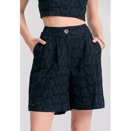 Funky Buddha Embroidery Γυναικείο Casual Σορτς Μαύρο