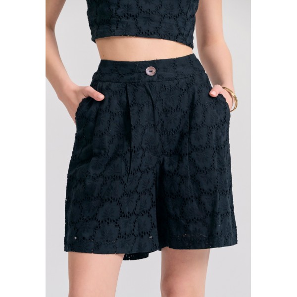 Funky Buddha Embroidery Σορτς Casual Γυναικείο (FBL011-119-03-BLACK)