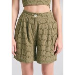 Funky Buddha Embroidery Γυναικείο Casual Σορτς Λαδί