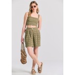 Funky Buddha Embroidery Γυναικείο Casual Σορτς Λαδί