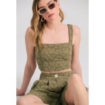 Funky Buddha Embroidery Γυναικείο Casual Σορτς Λαδί
