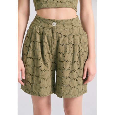 Funky Buddha Embroidery Γυναικείο Casual Σορτς Λαδί