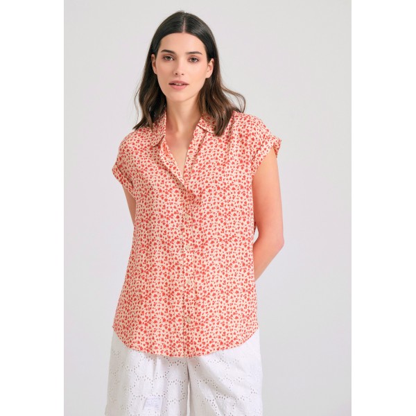 Funky Buddha Πουκάμισο Κοντομάνικο Γυναικείο (FBL011-119-05-OFF-WHITE)