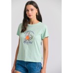 Funky Buddha Γυναικείο Κοντομάνικο T-Shirt Μέντα