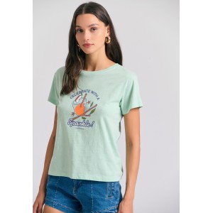 Funky Buddha Graphic T-Shirt Γυναικείο (FBL011-120-04-MINT)