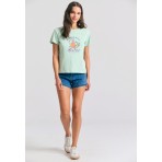 Funky Buddha Γυναικείο Κοντομάνικο T-Shirt Μέντα
