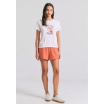 Funky Buddha Γυναικείο Κοντομάνικο T-Shirt Λευκό