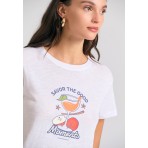Funky Buddha Γυναικείο Κοντομάνικο T-Shirt Λευκό