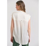 Funky Buddha Mao Πουκάμισο Αμάνικο Γυναικείο (FBL011-120-05-OFF-WHITE)