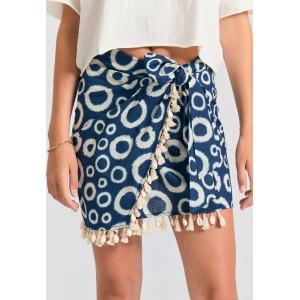 Funky Buddha Εμπριμέ Φούστα Mini Γυναικεία (FBL011-120-14-MIDNIGHT-BLUE)