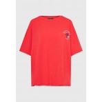 Funky Buddha Γυναικείο Κοντομάνικο T-Shirt Κόκκινο