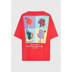 Funky Buddha Γυναικείο Κοντομάνικο T-Shirt Κόκκινο
