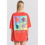 Funky Buddha Γυναικείο Κοντομάνικο T-Shirt Κόκκινο