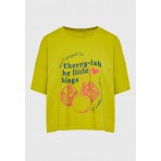 Funky Buddha Grament Dyed Crop Γυναικείο Κοντομάνικο T-Shirt Πράσινο