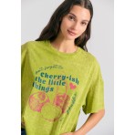 Funky Buddha Grament Dyed Crop Γυναικείο Κοντομάνικο T-Shirt Πράσινο