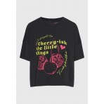 Funky Buddha Grament Dyed Crop Γυναικείο Κοντομάνικο T-Shirt Ανθρακί