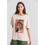 Funky Buddha Tropical Γυναικείο Κοντομάνικο T-Shirt Εκρού
