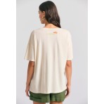 Funky Buddha Tropical Γυναικείο Κοντομάνικο T-Shirt Εκρού