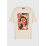 Funky Buddha Tropical Γυναικείο Κοντομάνικο T-Shirt Εκρού