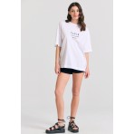 Funky Buddha Γυναικείο Κοντομάνικο T-Shirt Λευκό