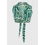 Funky Buddha Ethnic Look Γυναικείο Αμάνικο Crop Top Πράσινο, Εκρού