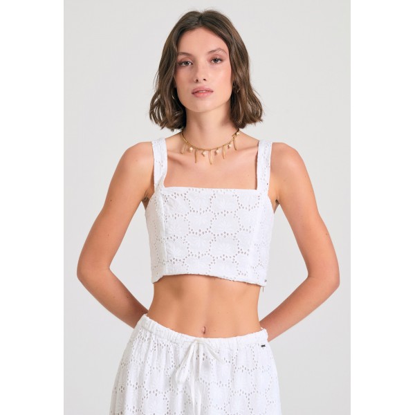 Funky Buddha Crop Top Αμάνικο Γυναικείο (FBL011-127-17-WHITE)