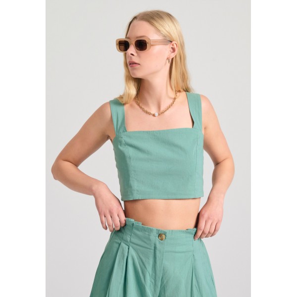 Funky Buddha Crop Top Αμάνικο Γυναικείο (FBL011-128-17-JADE)
