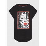 Funky Buddha Face Photographic Γυναικεία Αμάνικη Μπλούζα Μαύρη