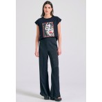 Funky Buddha Face Photographic Γυναικεία Αμάνικη Μπλούζα Μαύρη
