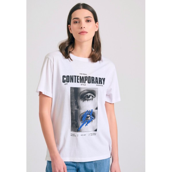 Funky Buddha Illusion Photographic T-Shirt Γυναικείο (FBL011-130-04-WHITE)