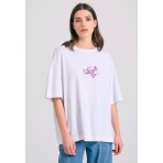 Funky Buddha Abstract Text Artwork Γυναικείο Κοντομάνικο T-Shirt Λευκό