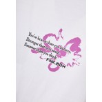 Funky Buddha Abstract Text Artwork Γυναικείο Κοντομάνικο T-Shirt Λευκό