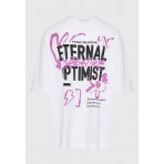 Funky Buddha Abstract Text Artwork Γυναικείο Κοντομάνικο T-Shirt Λευκό