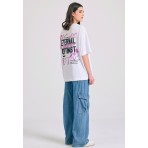 Funky Buddha Abstract Text Artwork Γυναικείο Κοντομάνικο T-Shirt Λευκό