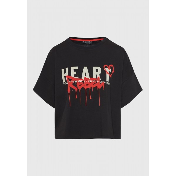 Funky Buddha Text Artwork T-Shirt Γυναικείο (FBL011-136-04-BLACK)