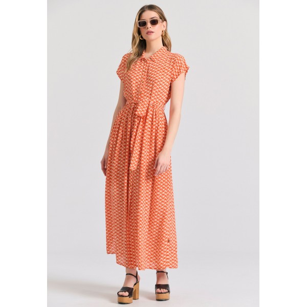 Funky Buddha Φόρεμα Midi Γυναικείο (FBL011-137-13-MANDARIN)