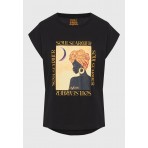 Funky Buddha Γυναικείο Κοντομάνικο T-Shirt Μαύρο