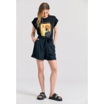 Funky Buddha Γυναικείο Κοντομάνικο T-Shirt Μαύρο