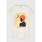 Funky Buddha Γυναικείο Κοντομάνικο T-Shirt Εκρού