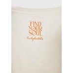 Funky Buddha Γυναικείο Κοντομάνικο T-Shirt Εκρού