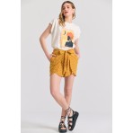 Funky Buddha Γυναικείο Κοντομάνικο T-Shirt Εκρού