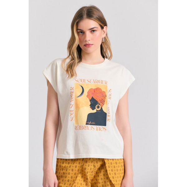 Funky Buddha T-Shirt Γυναικείο (FBL011-138-04-OFF-WHITE)