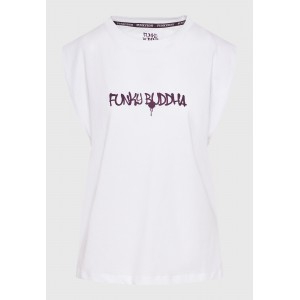 Funky Buddha Text Artwork Μπλούζα Αμάνικη Γυναικεία (FBL011-149-04-WHITE)