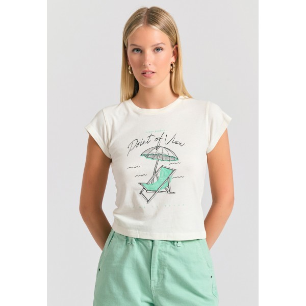 Funky Buddha T-Shirt Γυναικείο (FBL011-157-04-OFF-WHITE)