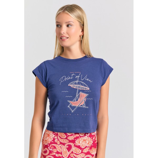 Funky Buddha T-Shirt Γυναικείο (FBL011-157-04-SKIPPER-BLUE)