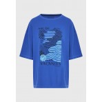 Funky Buddha Γυναικείο Κοντομάνικο T-Shirt Μπλε