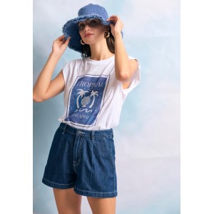 Funky Buddha Lyocell Blend Σορτς Τζιν Γυναικείο (FBL011-161-03-DK-BLUE)