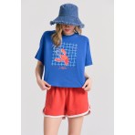 Funky Buddha Γυναικείο Κοντομάνικο T-Shirt Ίντιγκο Μπλε